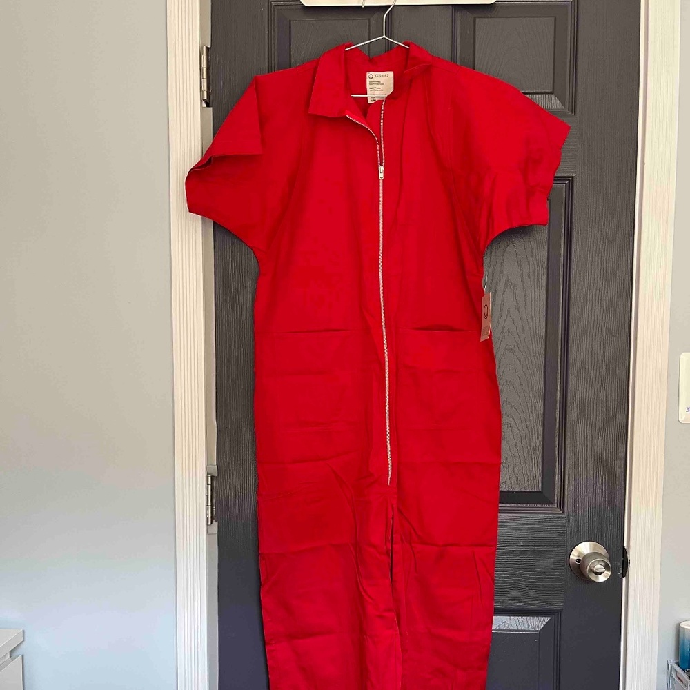 For Days Short Sleeve Coverall, Cherry Red, XS